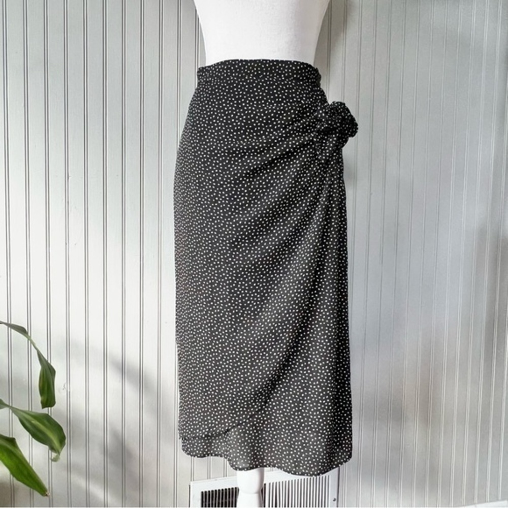 Lucky Brand Draped Wrap Style Dalmatian Print Straight Midi Skirt Women’s Large